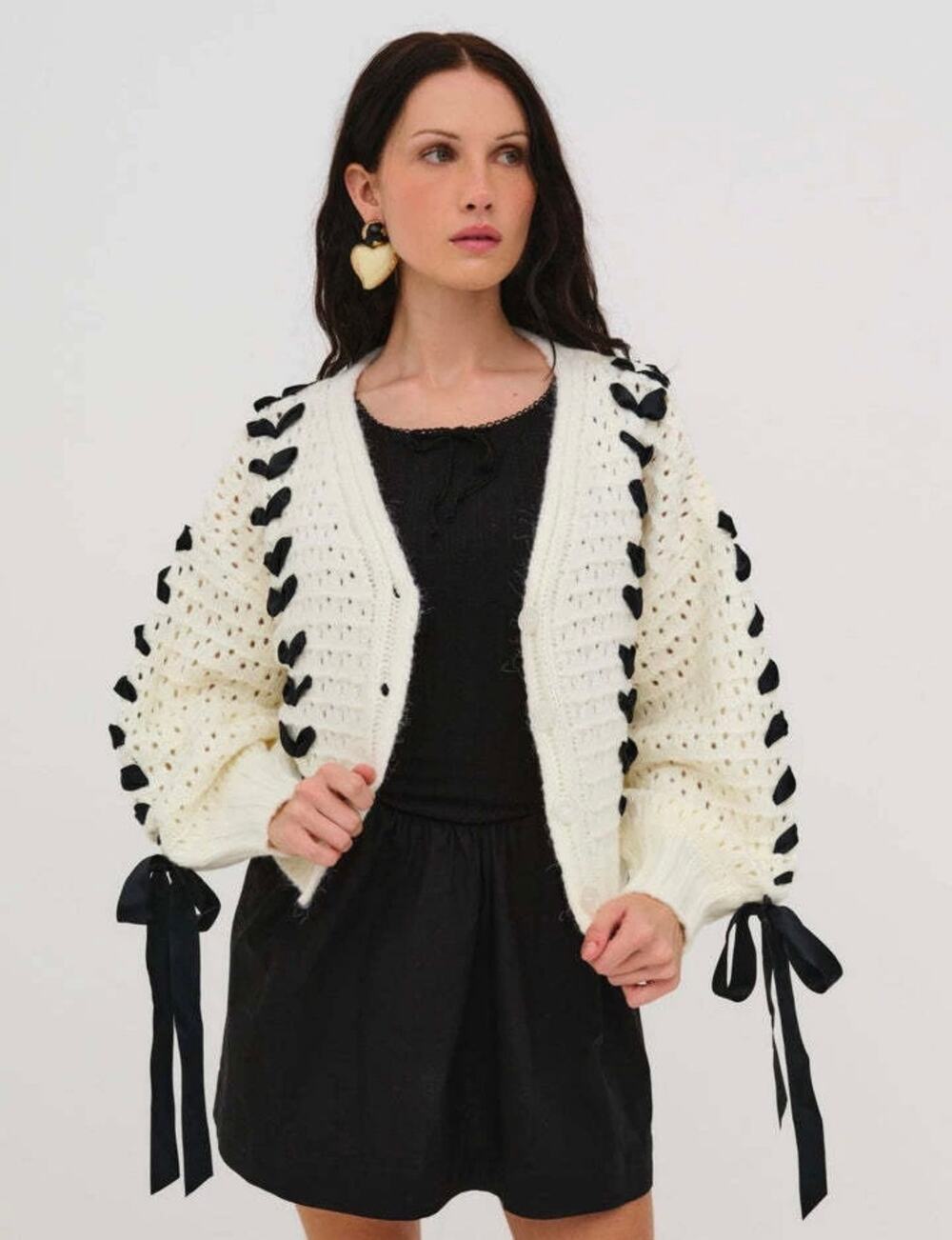For Love & Lemons Laurel Medium Oversized Cardigan Wool White/Cream NWT